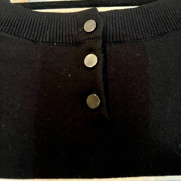TALBOTS Black & White Stripe Cotton Blend, Short Sleeve Sweater, Medium - Picture 3 of 5